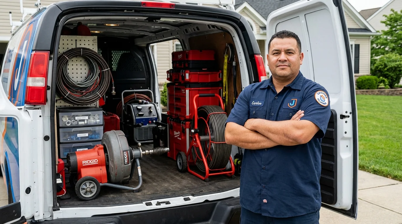 Professional drain cleaning equipment and Johns Plumbing LLC plumber in Welsh