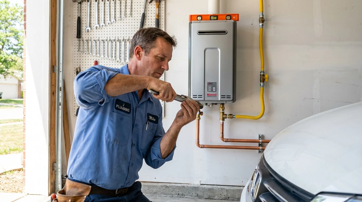 Tankless water heater installation by a Johns Plumbing LLC plumber in Welsh